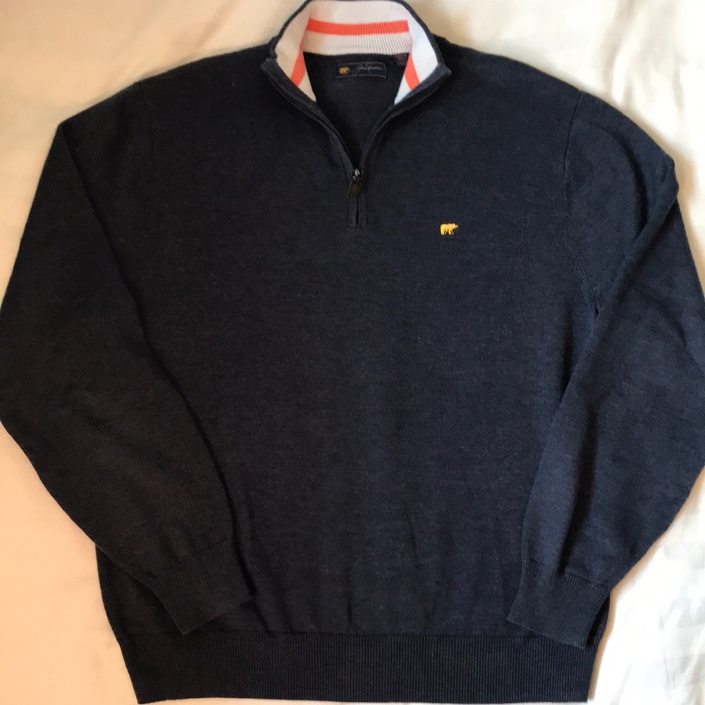 Jack Nicklaus heathered navy cotton blend 1/4 zip sweater